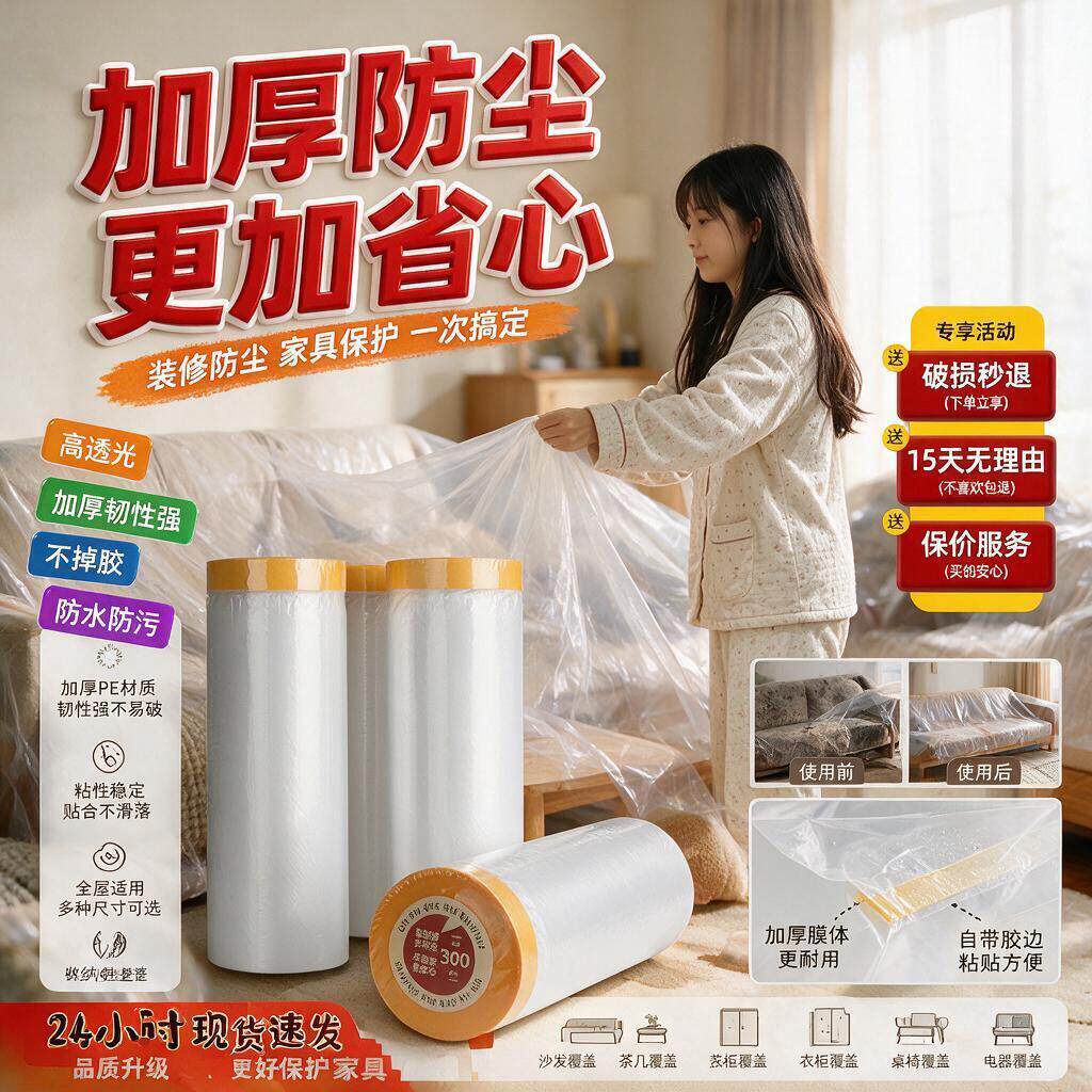 防尘保护罩装修家用罩塑料膜床衣柜柜子宿舍冰箱灰尘透明膜膜