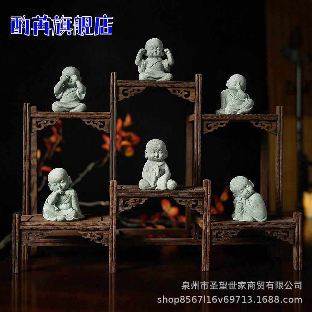 禅意花卉微景观小和尚沙弥假山30