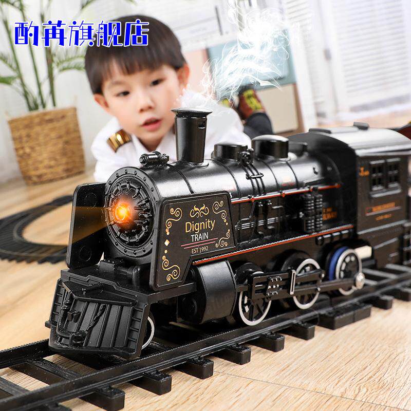 仿真电动轨道古典模型玩具高铁小火车复古蒸汽火车玩具男孩