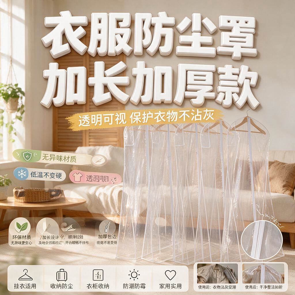 婚纱防尘罩秀禾礼服汉服防尘袋大衣西服罩透明衣服套收纳袋大拖尾