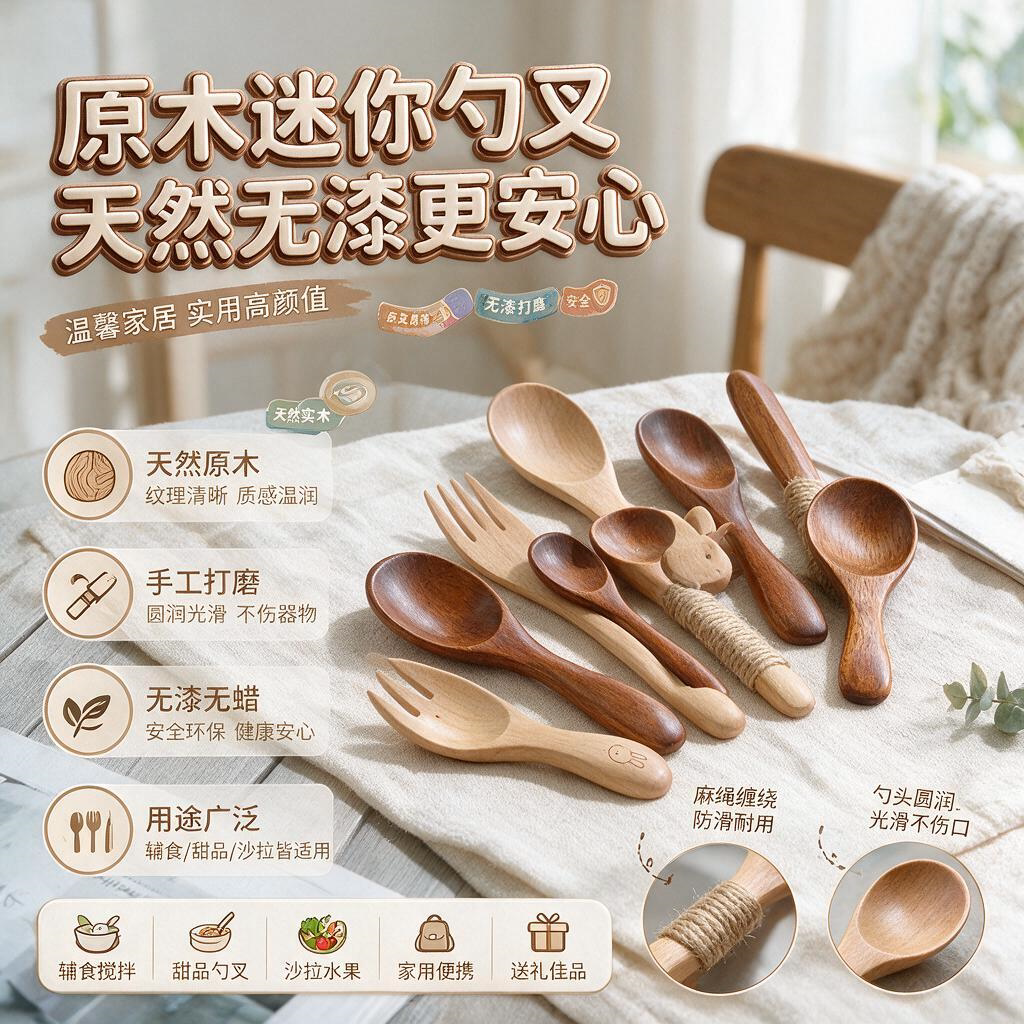 小木勺宝宝奶粉勺茶叶勺迷你木勺子调味品勺咖啡豆勺子粉末勺