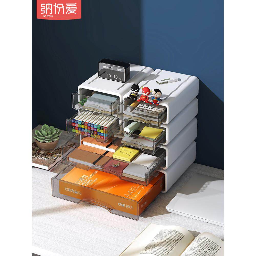 办公桌面收纳盒透明小抽屉式收纳柜学生书桌上文具杂物整理储物箱