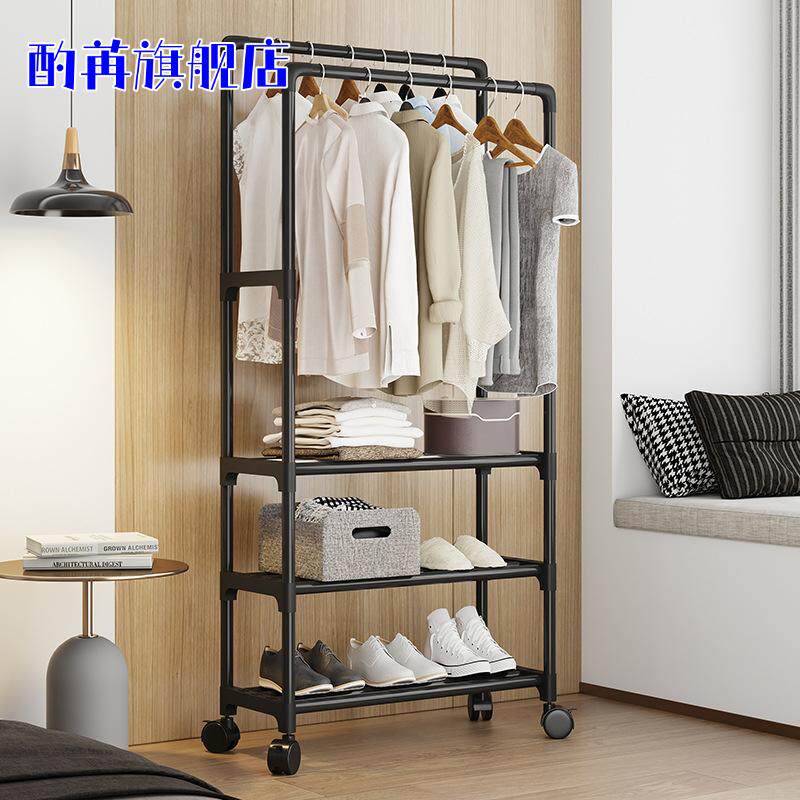 晾衣架落地折叠室内卧室衣架家用单杆式阳台晒衣架升降简易挂衣