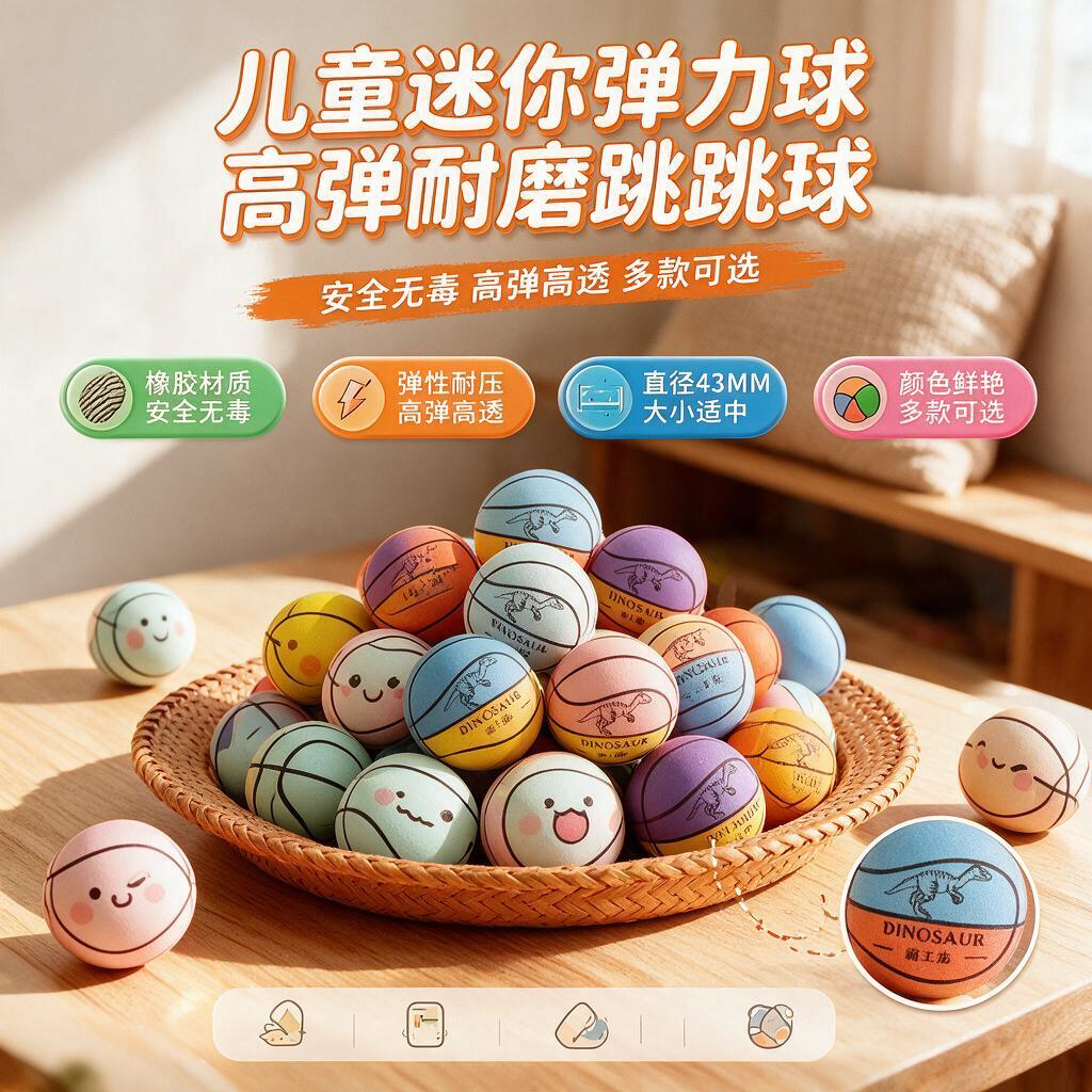 弹力球儿童弹跳小球小孩子玩的玩具球mini球软球橡皮球硅胶小篮球
