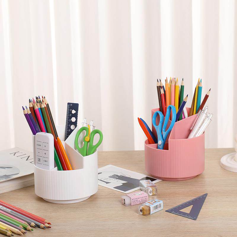360度旋转笔筒小学生书桌笔桶文具办公室桌面简约现代日系大容量少女心收纳盒儿童创意男孩笔架摆件课桌笔盒