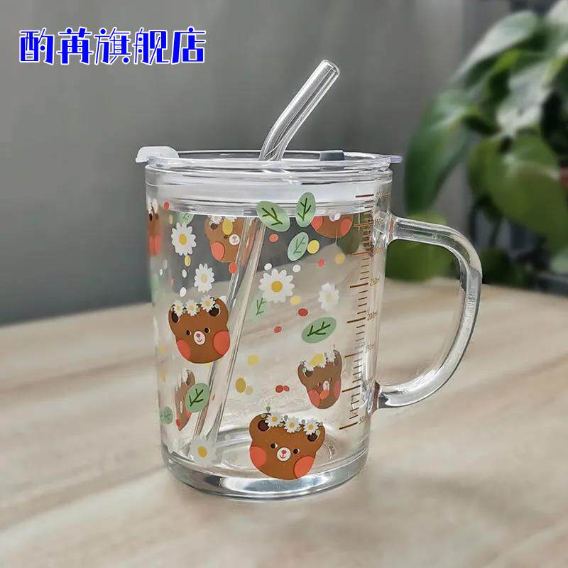 杯子刻度牛奶杯早餐杯可爱微波炉可加热ins燕麦杯儿童玻璃女麦片