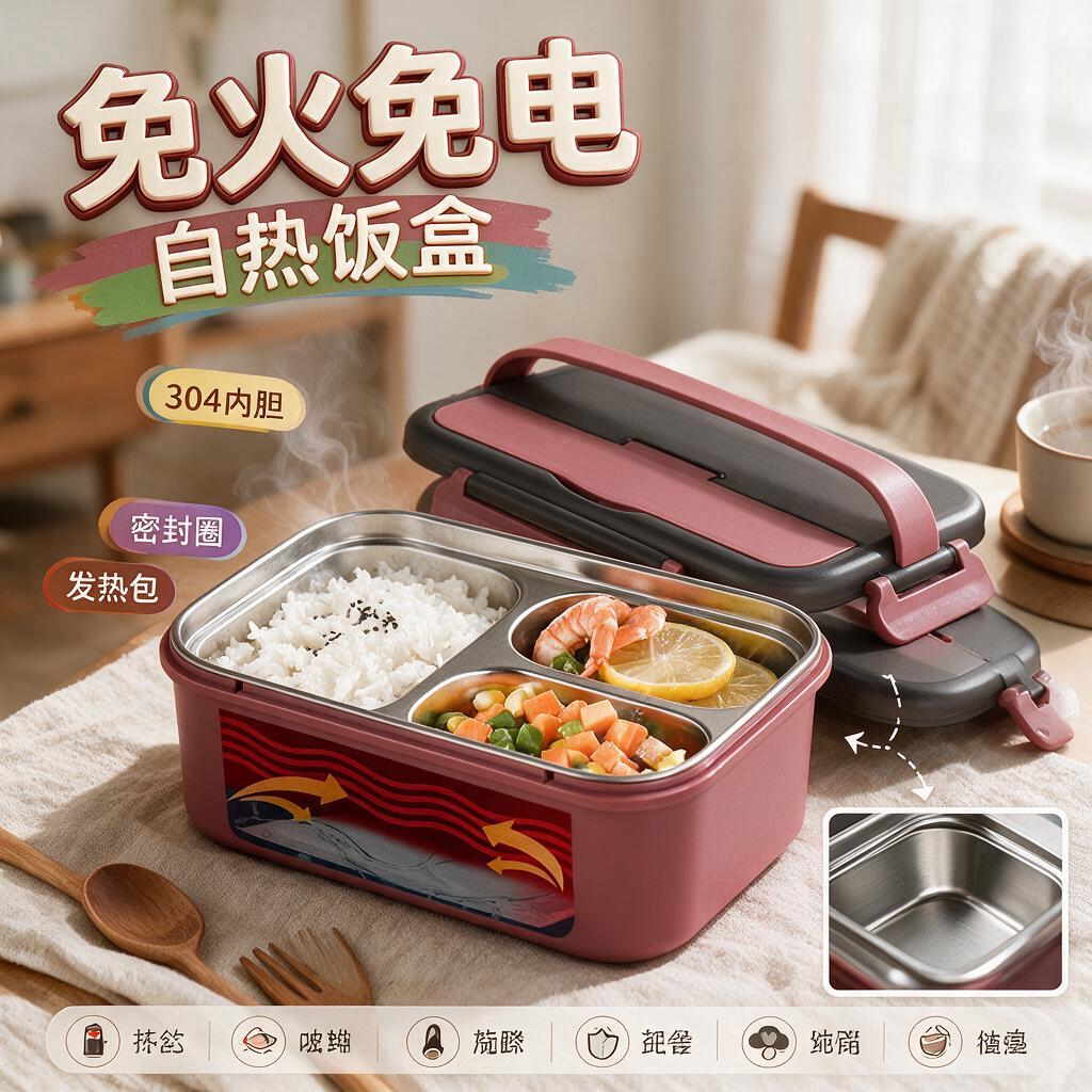 保温加热饭菜神器不插电自盒户外野营上班族自热包专用发盒分格便