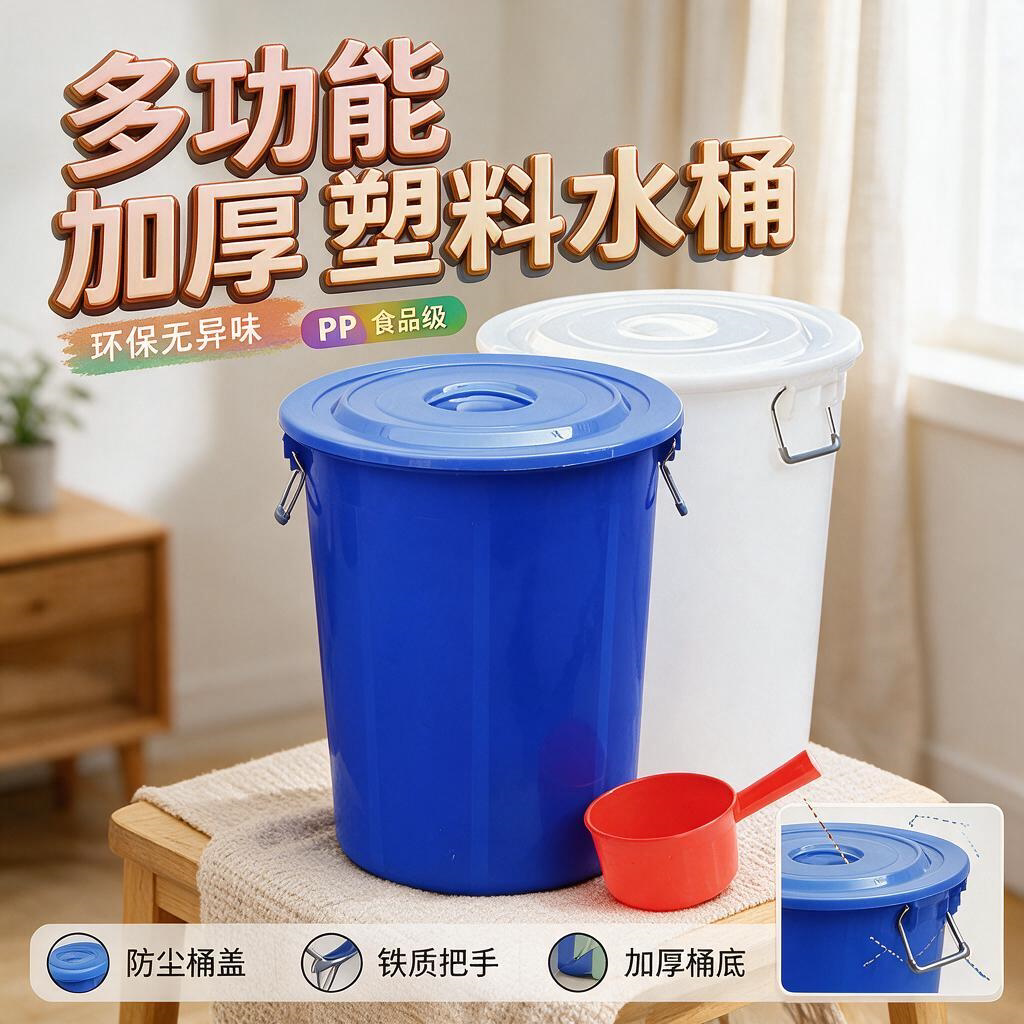 腌酸菜专用桶塑料圆水桶大容量带盖食品级特大号家用加厚耐用发酵