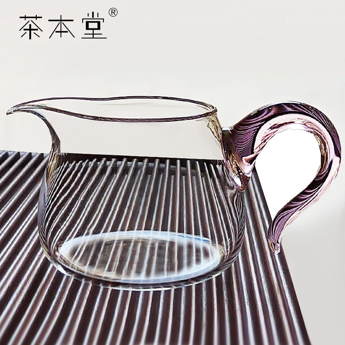 茶器茶器配件分玻璃茶具公道杯茶道公道杯把手琉璃玻璃滤加厚型