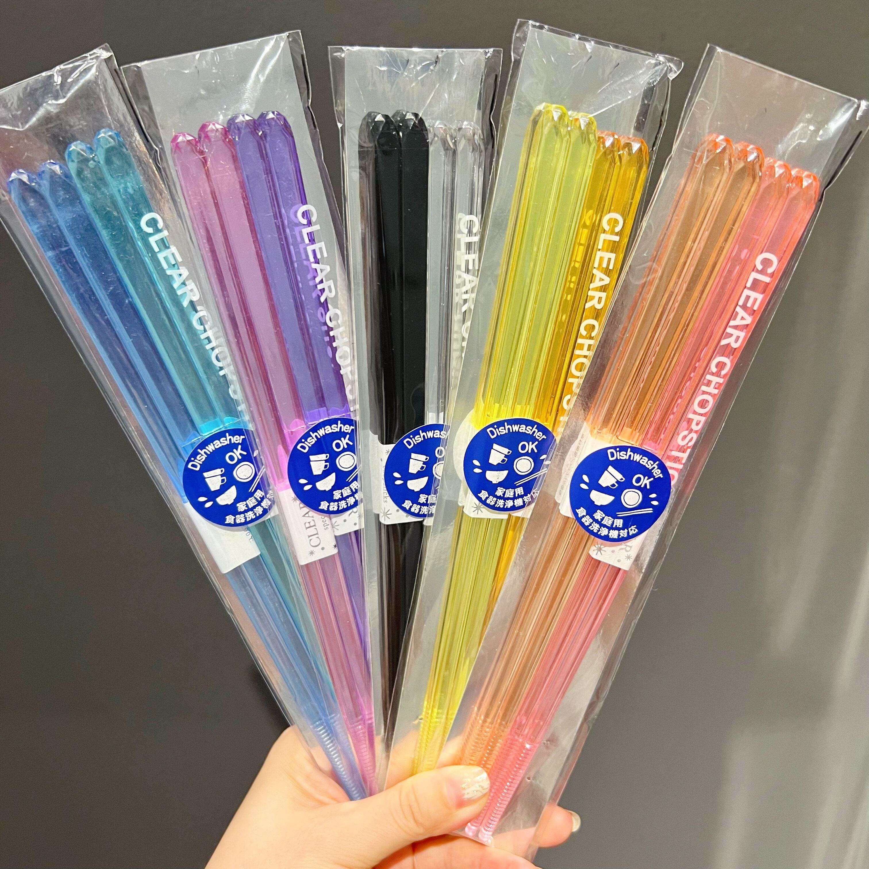透明筷子尖头耐热防滑水晶质感筷子家用彩色高颜值情侣树脂筷子
