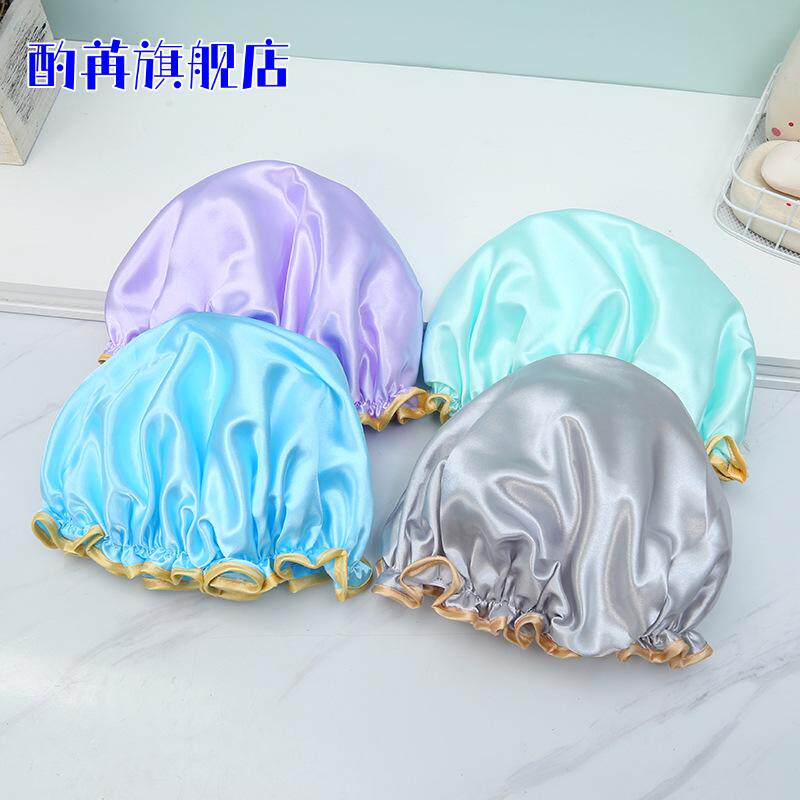 浴帽女防水洗澡家用大号双层可调节防油烟帽子专用沐浴帽加厚成