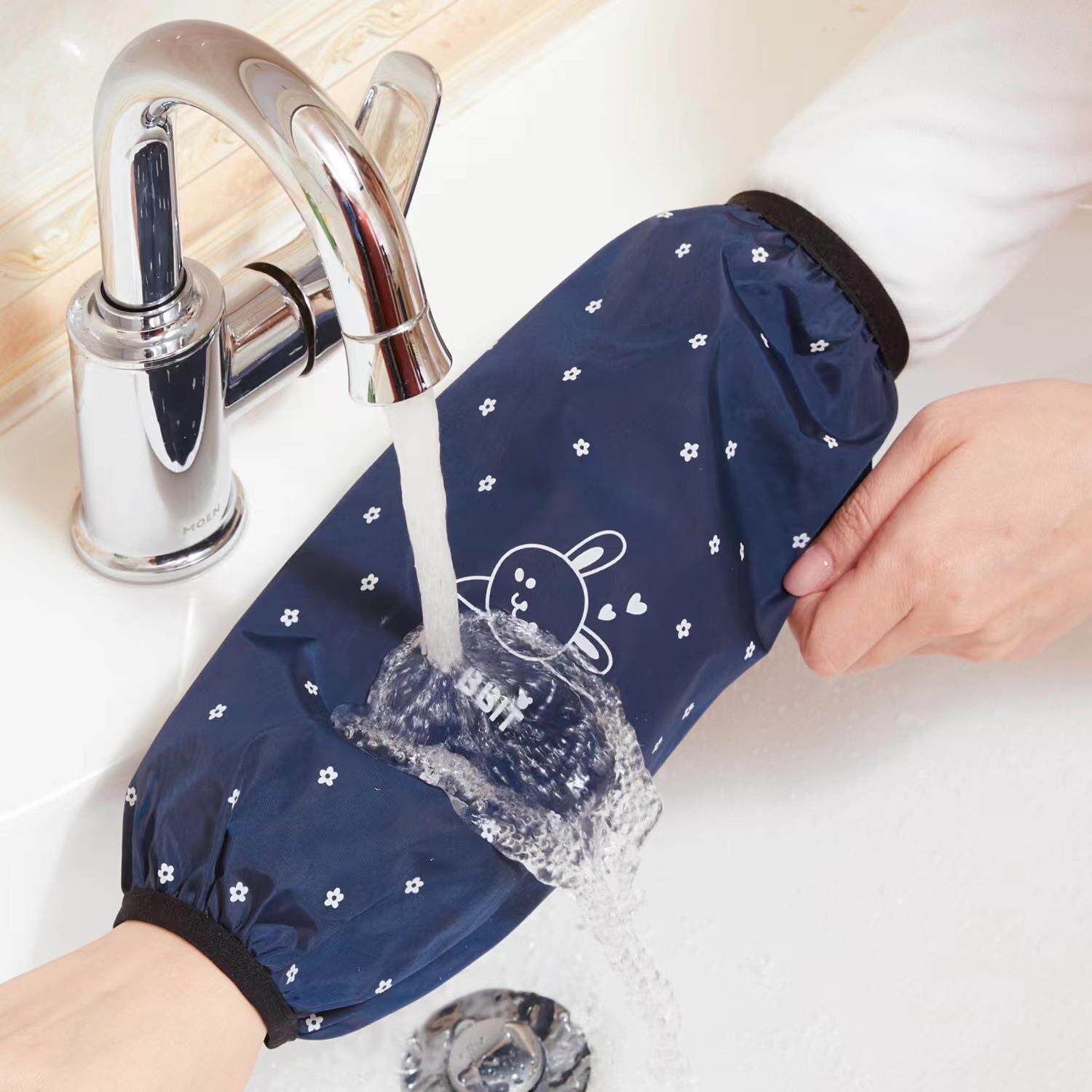 防污透气袖套薄款格子加长款套袖男女厨房防油家用工作防脏袖头