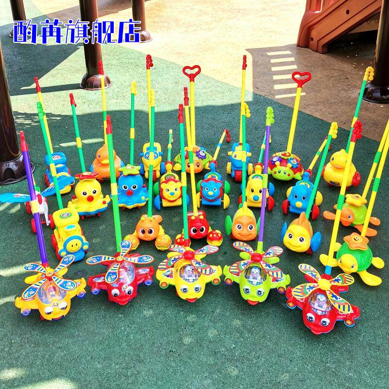 儿童学步手推飞机玩具推推乐1-2岁3岁学步车单杆响铃推车婴儿玩