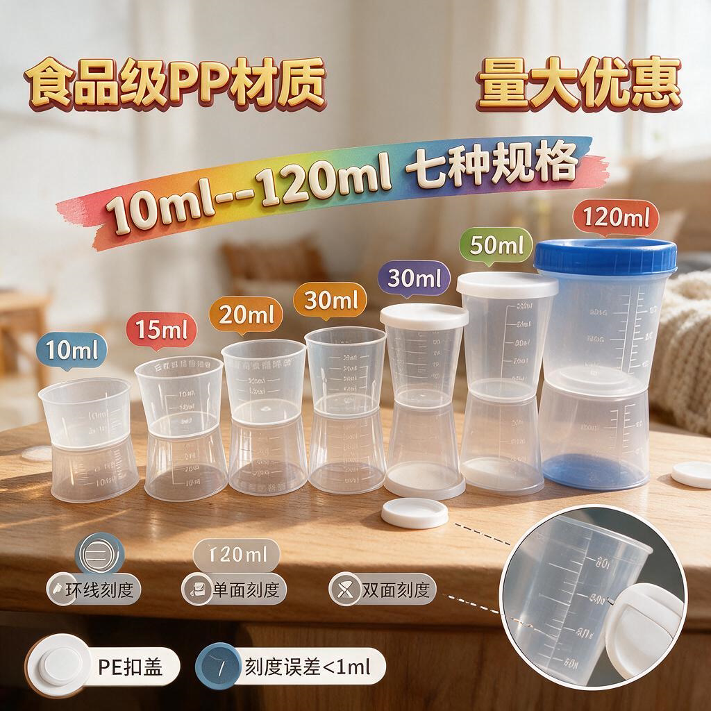 。30毫升小量杯 带盖子 塑料量杯 pp 分装工具调漆皿调色工具