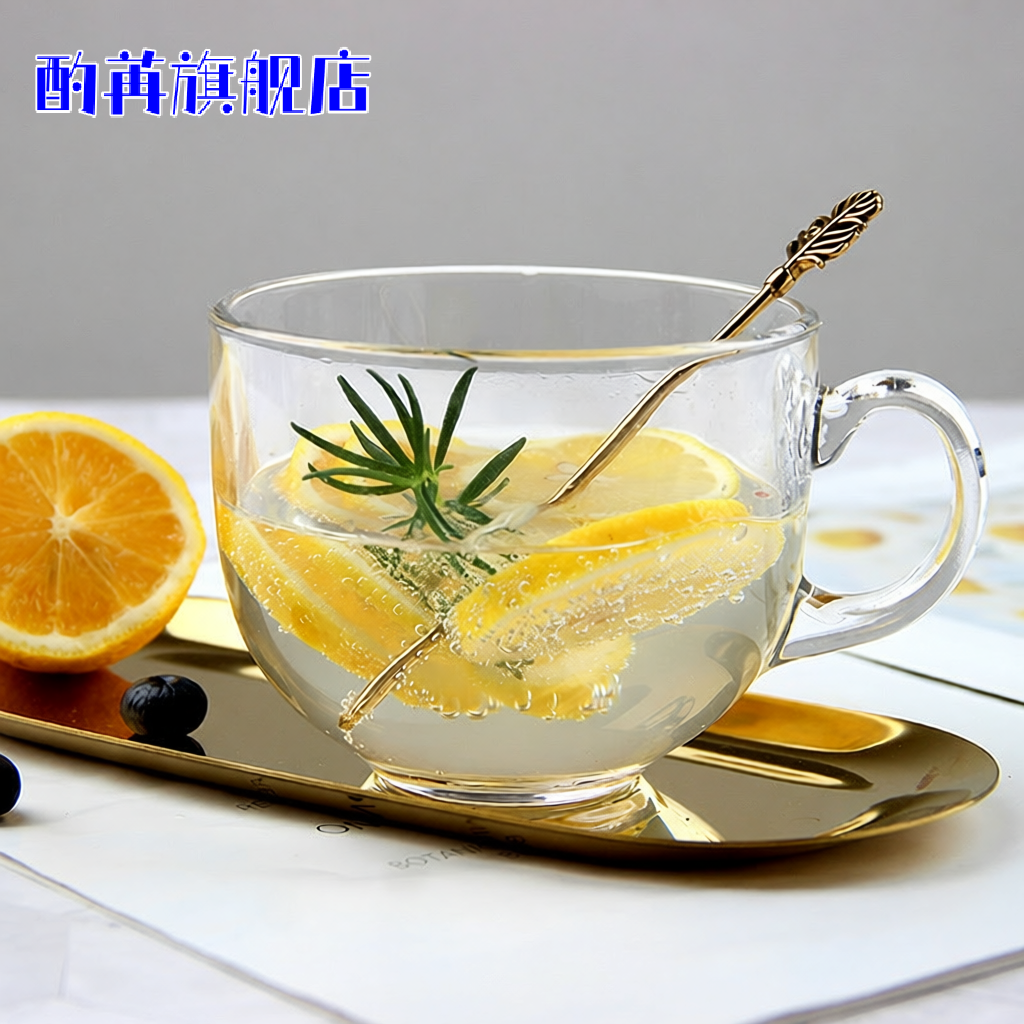 牛奶杯微波炉可加热玻璃杯带盖耐热早餐杯泡燕麦冲藕粉碗勺便携