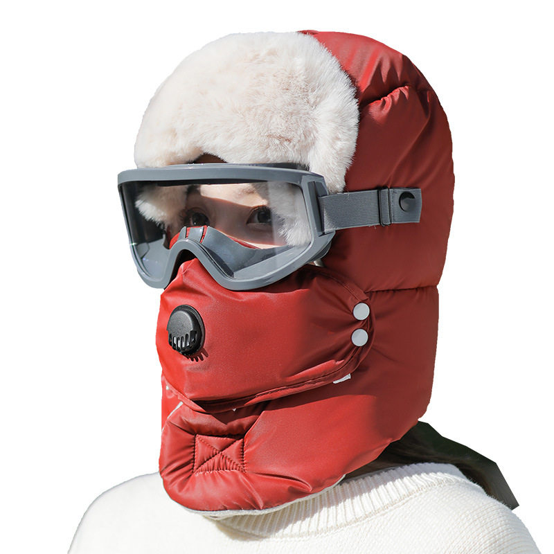 帽子女冬季加厚绒保暖防风面罩冬天男女骑电动车防寒套头棉雷锋帽