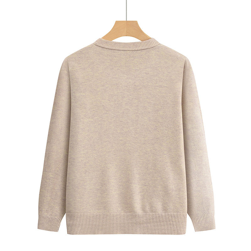 中老年妈妈秋冬针织开衫老太太毛衣圆领印花宽松休闲舒适女款毛衣