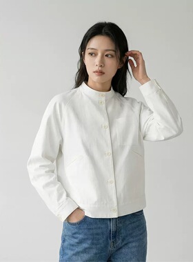 26春季新款通勤老钱风 抗皱棉感立领夹克 开衫短款外套女