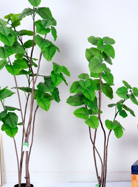 跨境热销仿真绿植心叶榕假树盆栽室内家居落地装饰摆件假植物造景