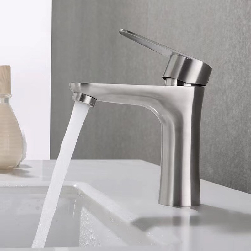 304不锈钢脸盆水龙头冷热小蛮腰卫生间台上面盆冷暖防冻单孔家用