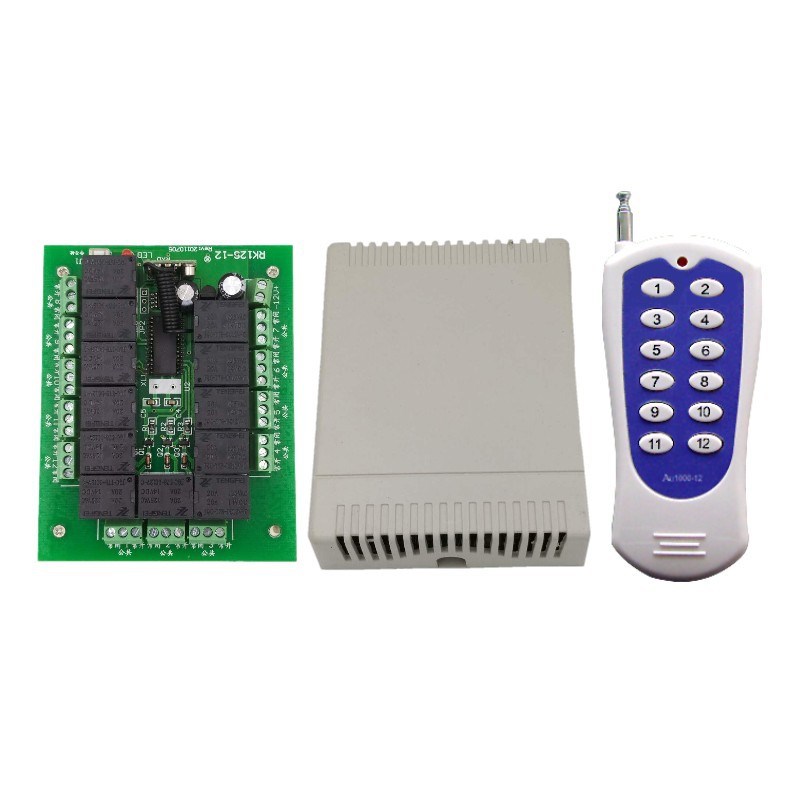 12伏24伏2路点动10路自锁学习型无线遥控开关4路点动8路自锁