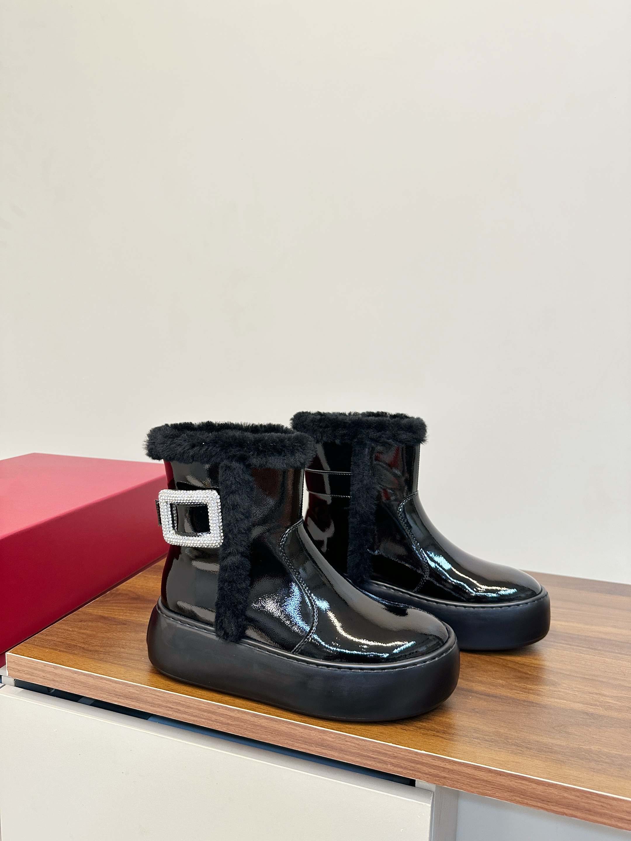 【认准SEL】25RV新款毛毛里雪地靴女一脚蹬羊毛保暖乐福鞋泡芙鞋