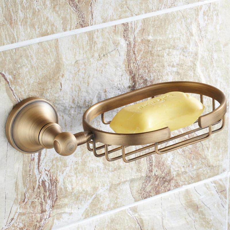 仿古肥皂盒卫生间置物架欧式浴室洗手间沥水胶粘香皂肥皂架全铜