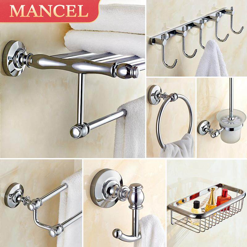 免打孔毛巾架子全铜浴巾架厕所挂架卫浴五金浴室挂件化妆室置物架