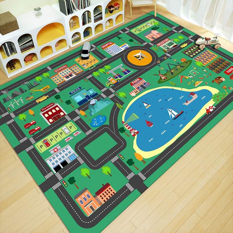 城市交通停车场儿童爬行地垫汽车轨道公路赛道早教幼儿园游戏地毯