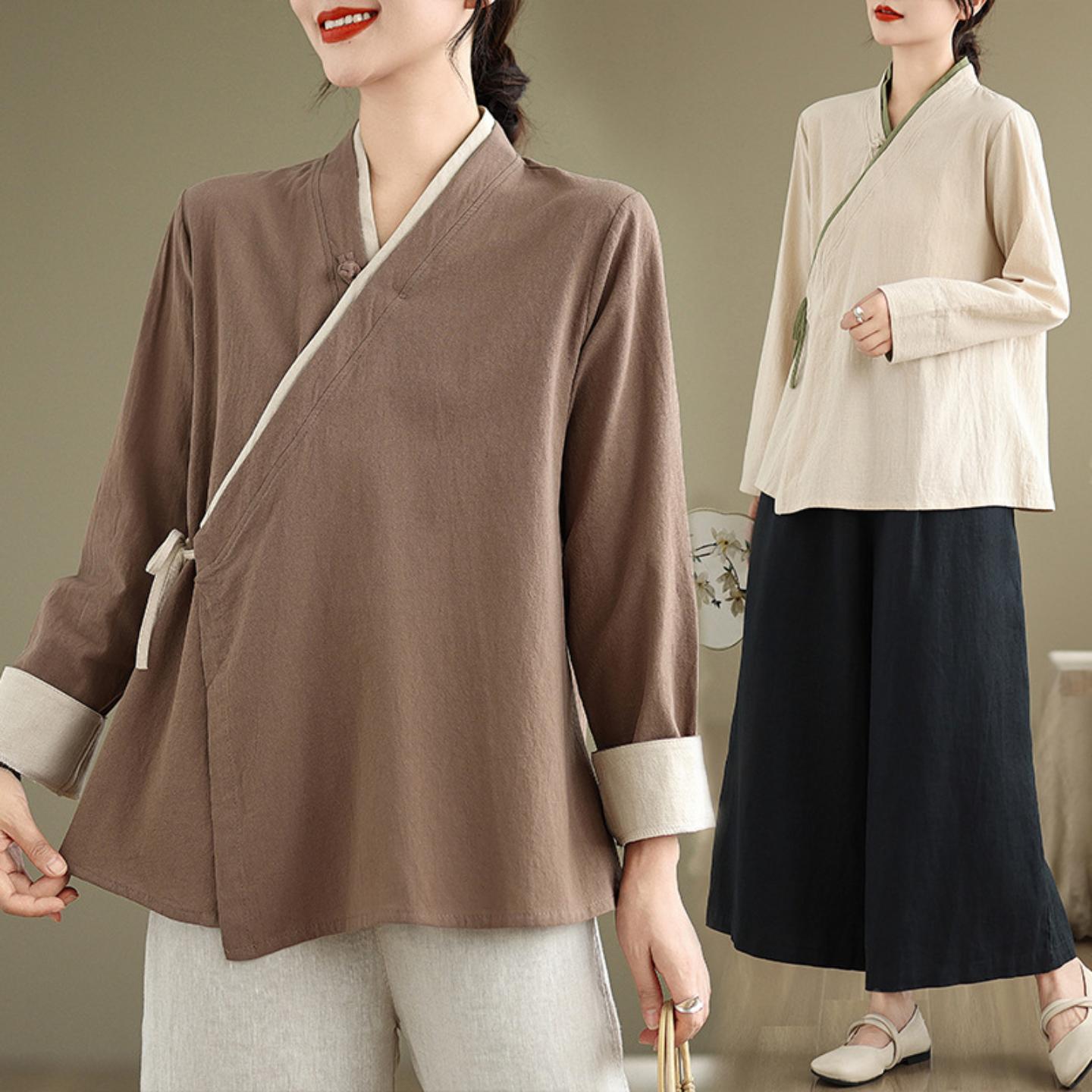 新款唐装汉服女中国风上衣棉麻
