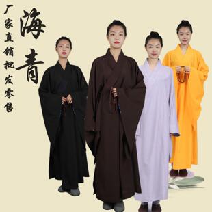 咖啡色法会加肥海清 高档男女同款 海青居士服僧衣僧服长衫 大褂四季