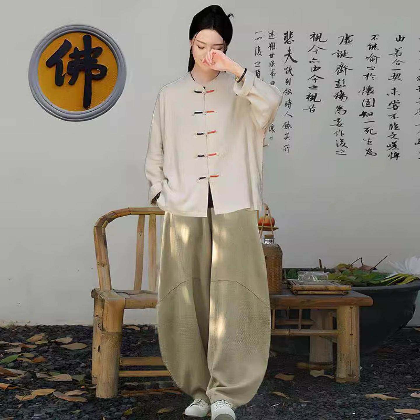 佛系禅意居士服女盘扣唐装上衣