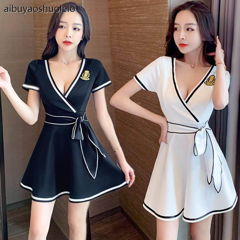 夜 店性感连衣裙遮肚子显瘦夜场上班衣服桑拿足疗足浴技师工作服