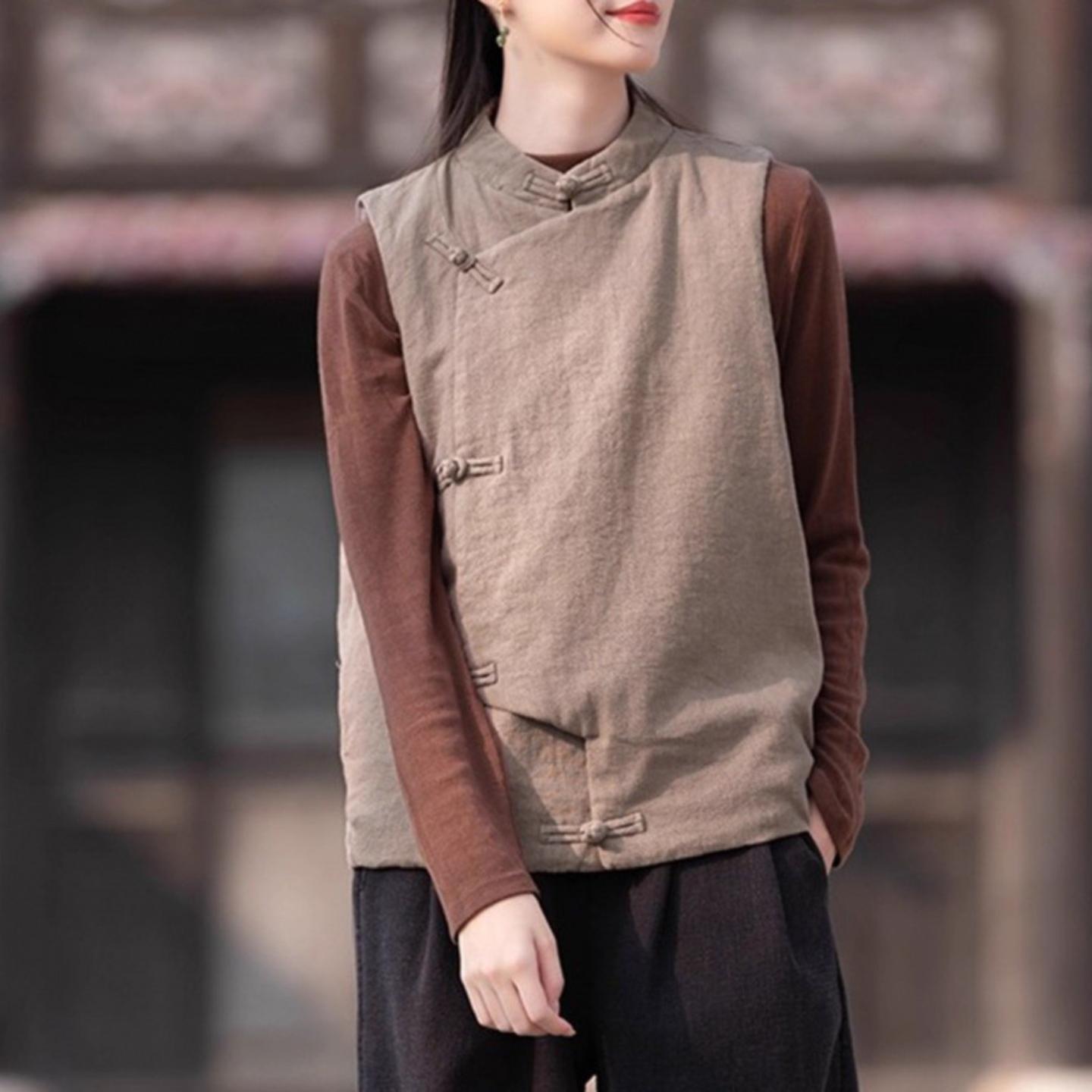 现货加厚棉马甲女2024冬新款立领