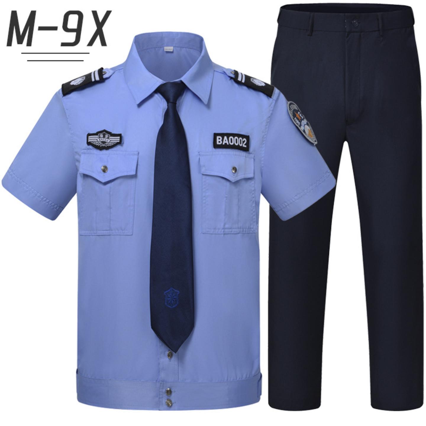 特大号夏季蓝色保安服短袖薄款