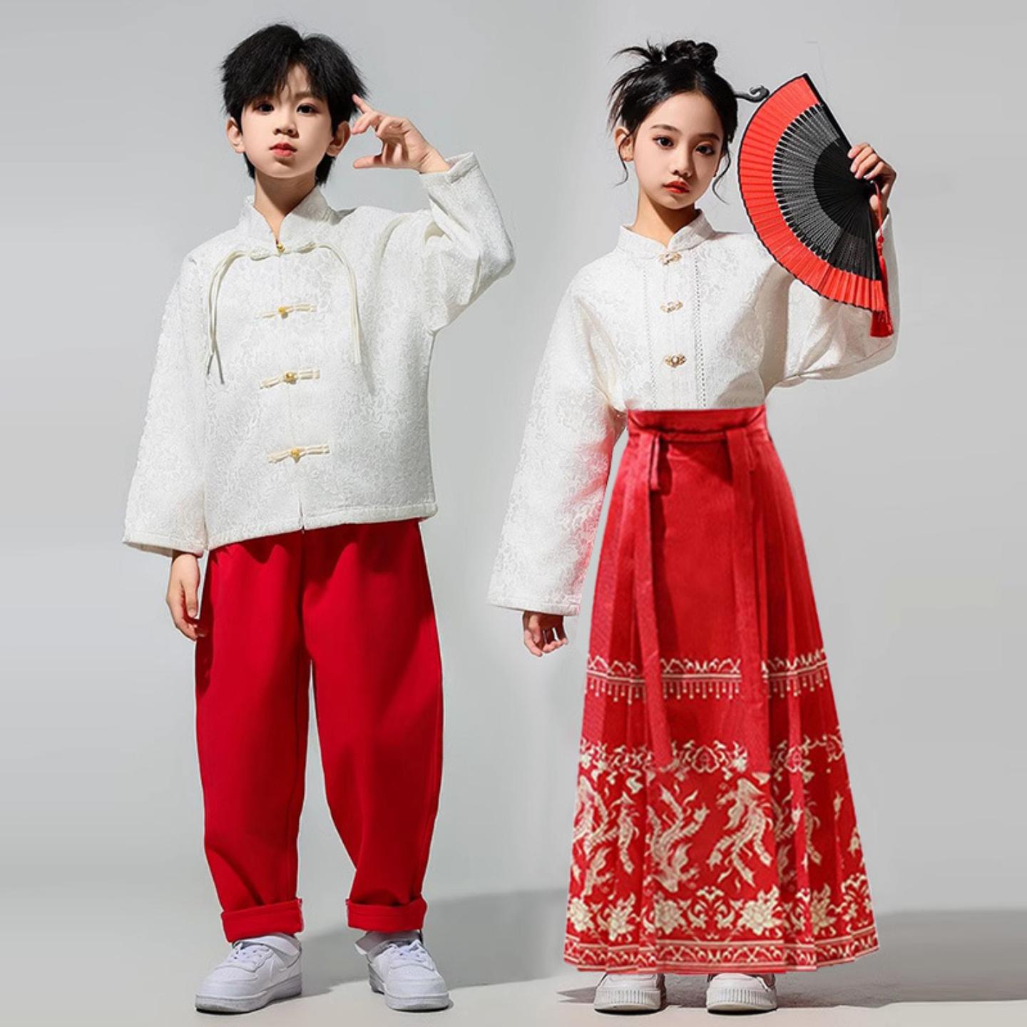 马面裙女童演出男童演唱套装儿童