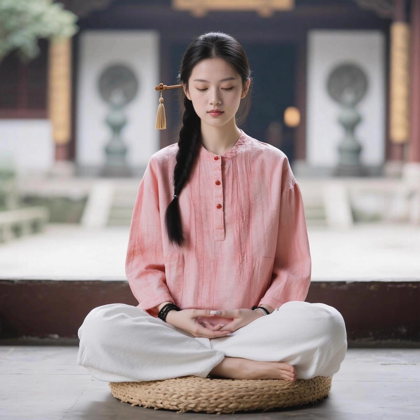 寺院居士服女款秋冬长袖中式棉麻