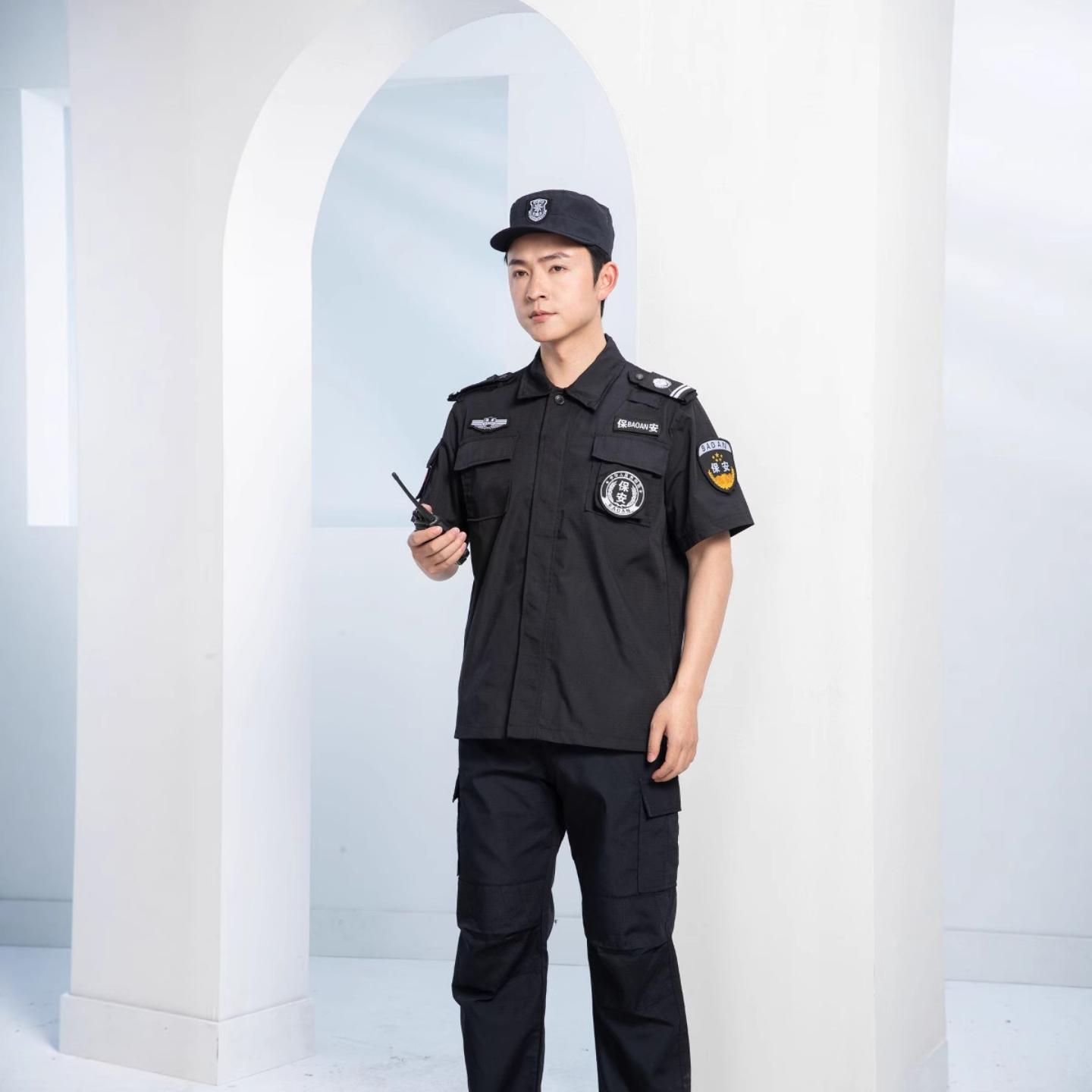 保安工作服网格套装保安服夏款