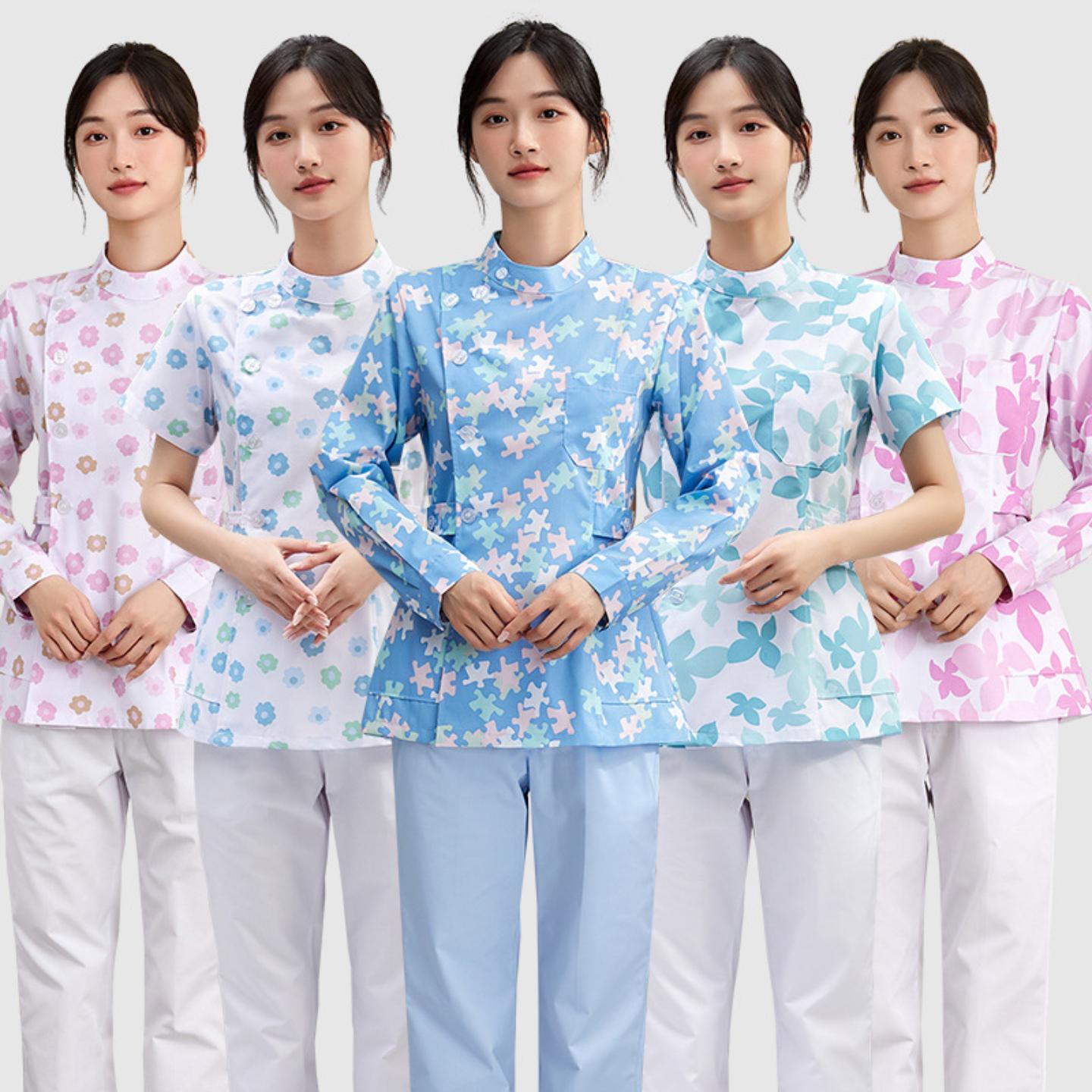 碎花护士服女夏季短袖分体套装