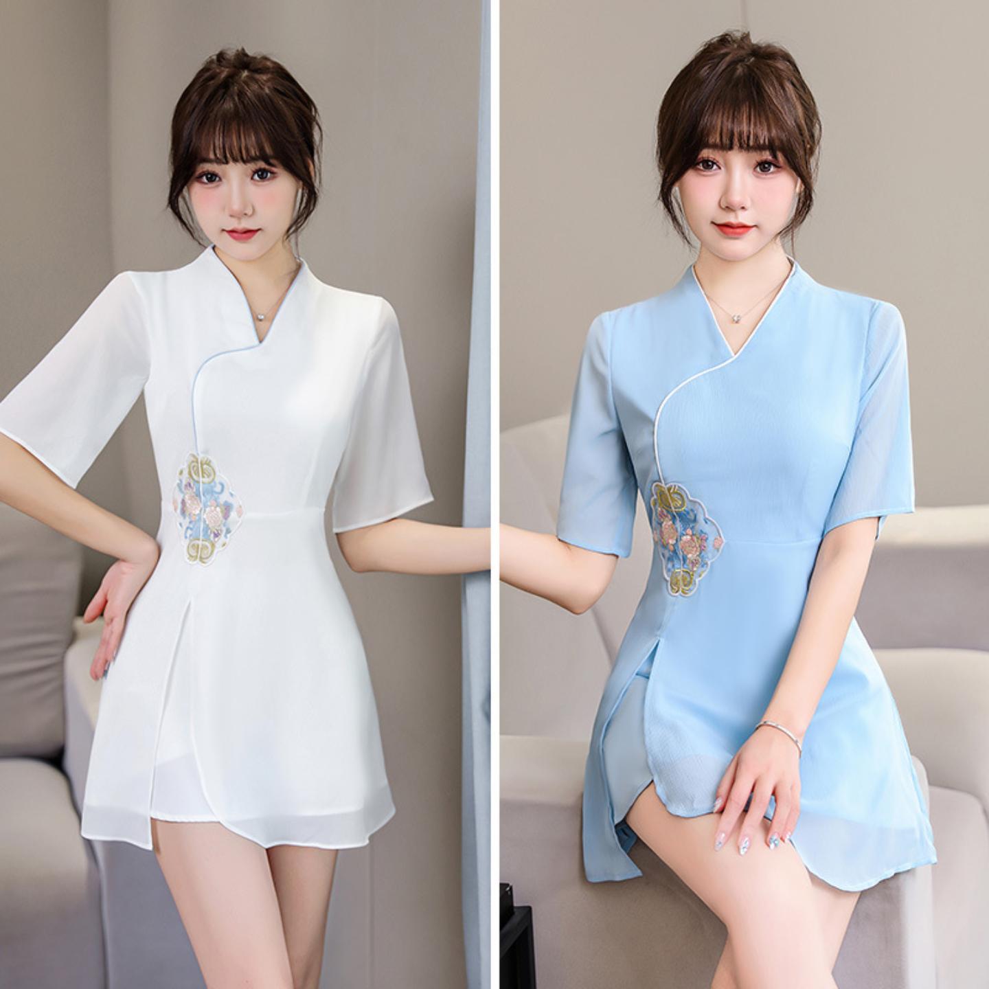 新款足疗养生馆工作服足浴套装