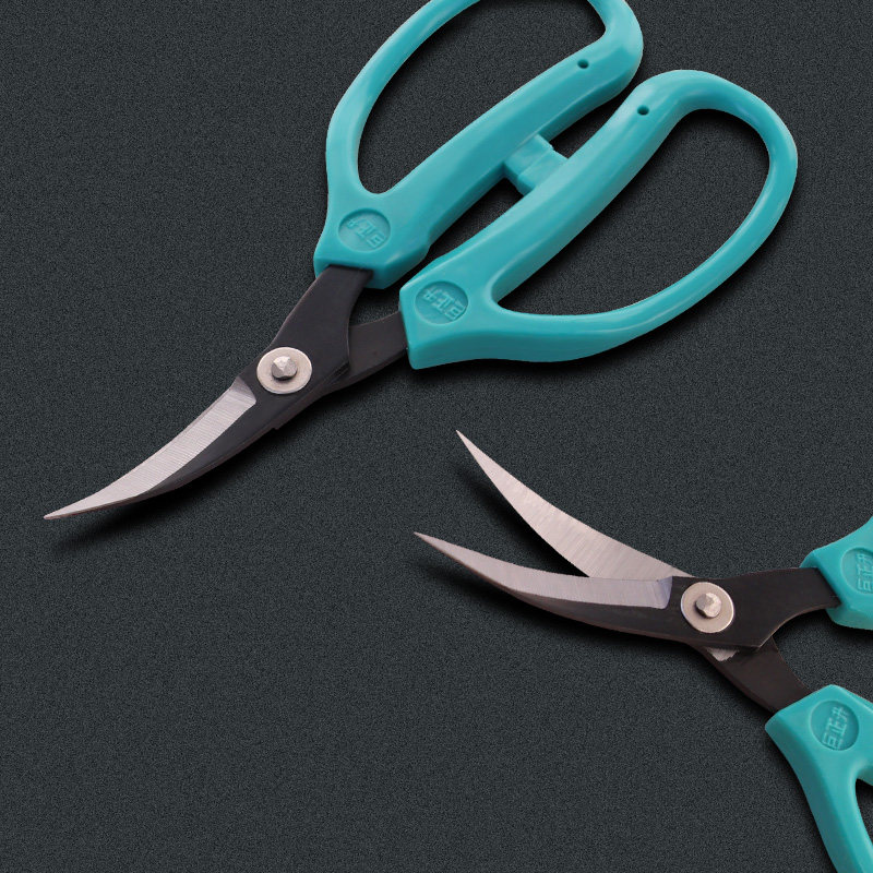 스테인레스 스틸 손으로 만든 팔꿈치 가위 신발 가장자리 단독 자수 가위 곡선 입 컬링 입 산업용 가위