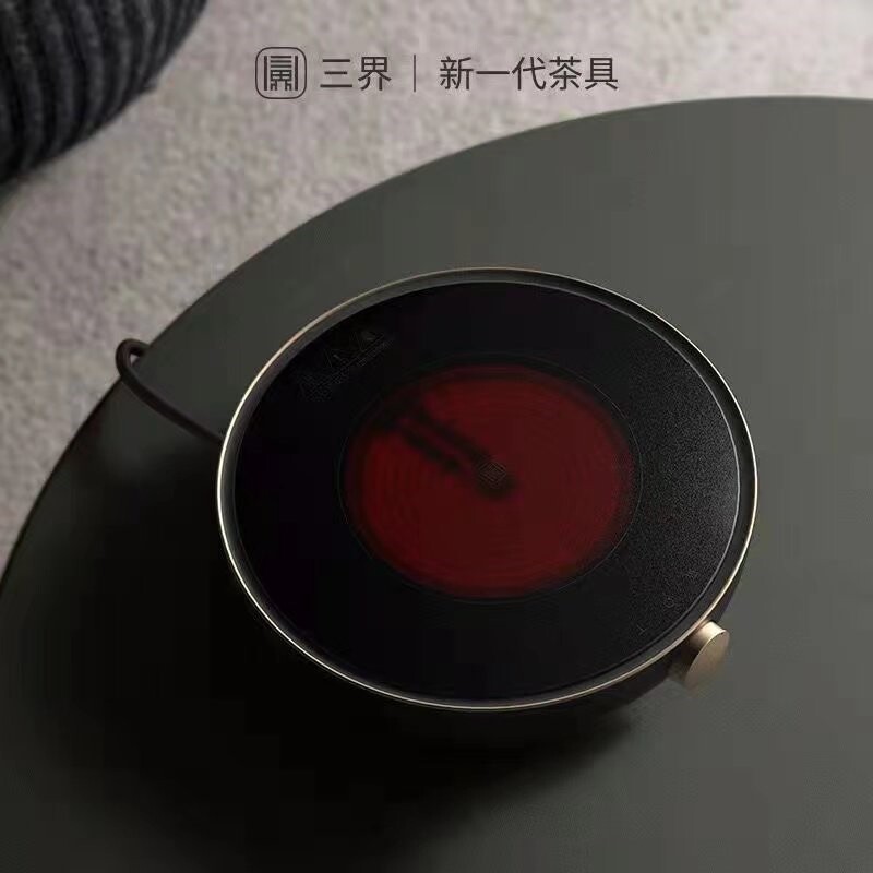 三界S6黑金电茶炉套装白色电陶炉