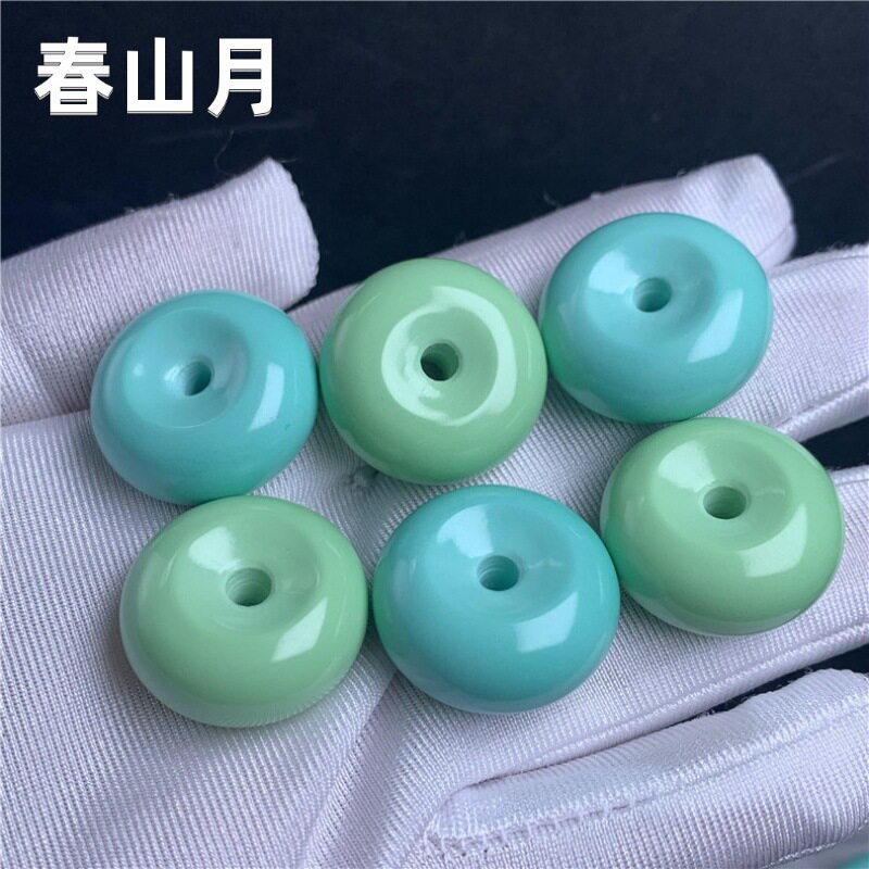 高瓷伴生菱镁矿蓝绿松石大平安羽毛扣弥勒佛配饰手串108佛直销