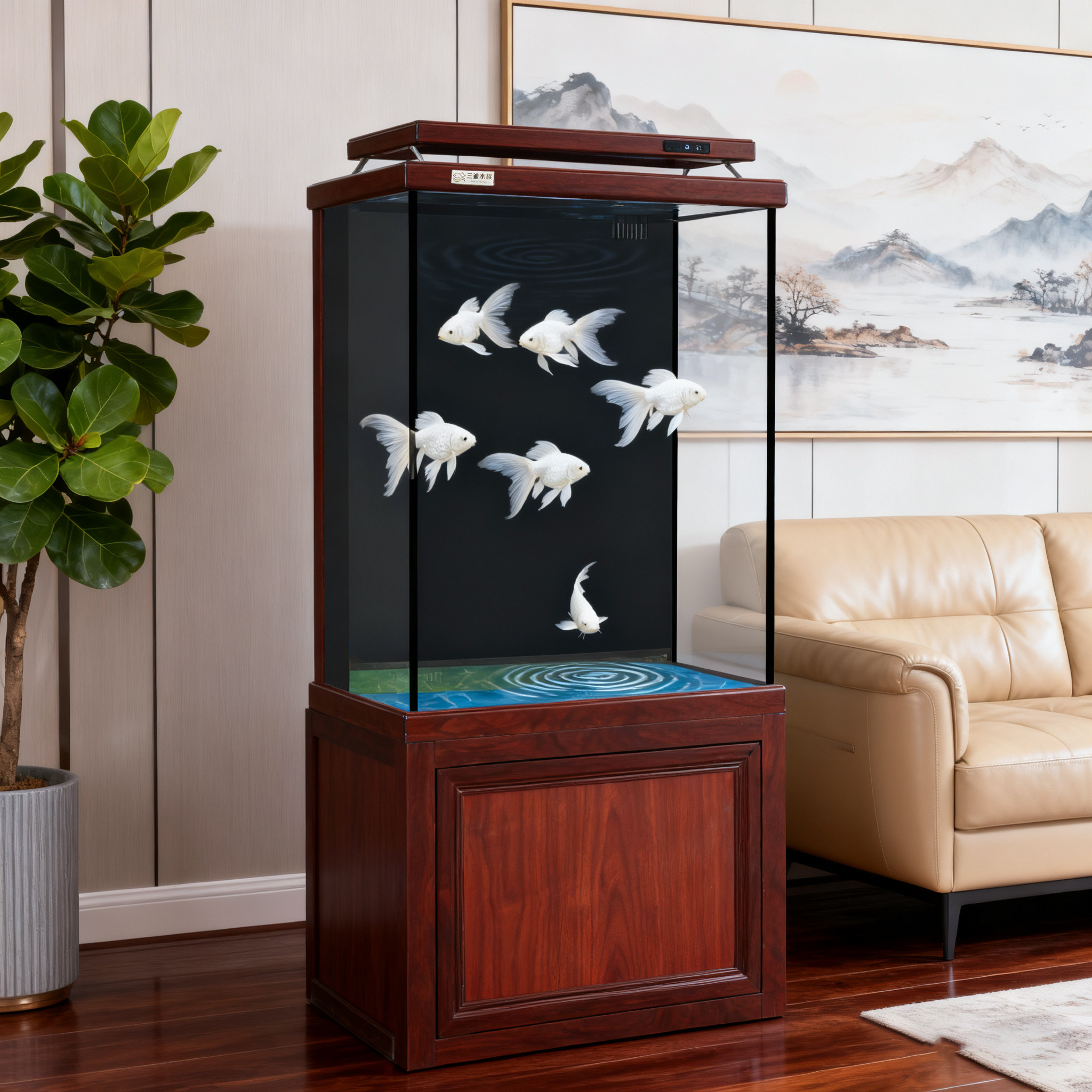 新款家用落地式金晶超白鱼缸懒人缸集成一体盒过滤系统智能水族箱,宠物/宠物食品及用品,底柜/落地缸,淘宝优惠券,粉丝福利购,淘宝优惠卷