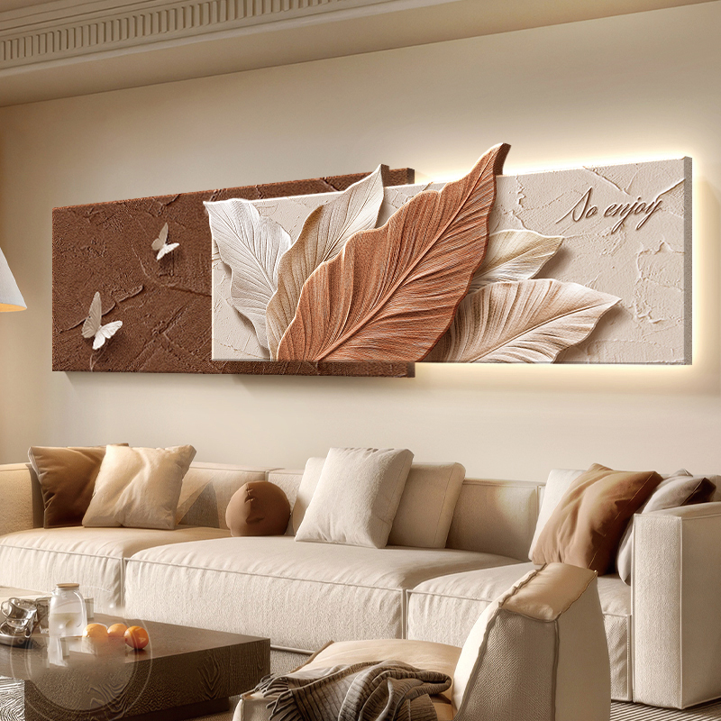 家大业大客厅装饰画现代高级感沙发背景墙挂画叠加立体发光墙壁画