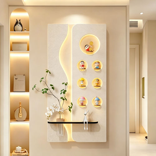 奶油风入户玄关装饰画盲盒收纳展示架2026新款墙壁画走廊过道挂画