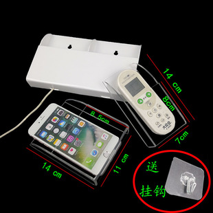 电视空调遥控器收纳盒亚克力挂墙盒手机充电壁挂盒透明挂壁置物架