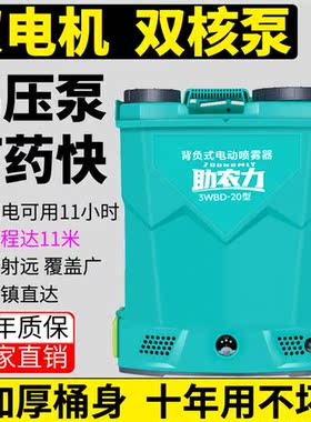 双核泵电动喷雾器高压农用新型背负式打药机锂电池喷雾器农药喷壶