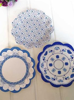 青花瓷半成品青花瓷青花瓷纸盘画青花古韵材料包青花瓷摆件瓷器画