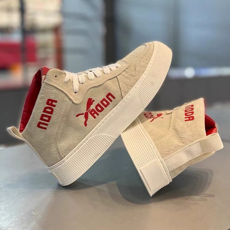 潮牌男鞋2025春季新款反绒真皮高帮鞋男士潮流厚底板鞋运动休闲鞋